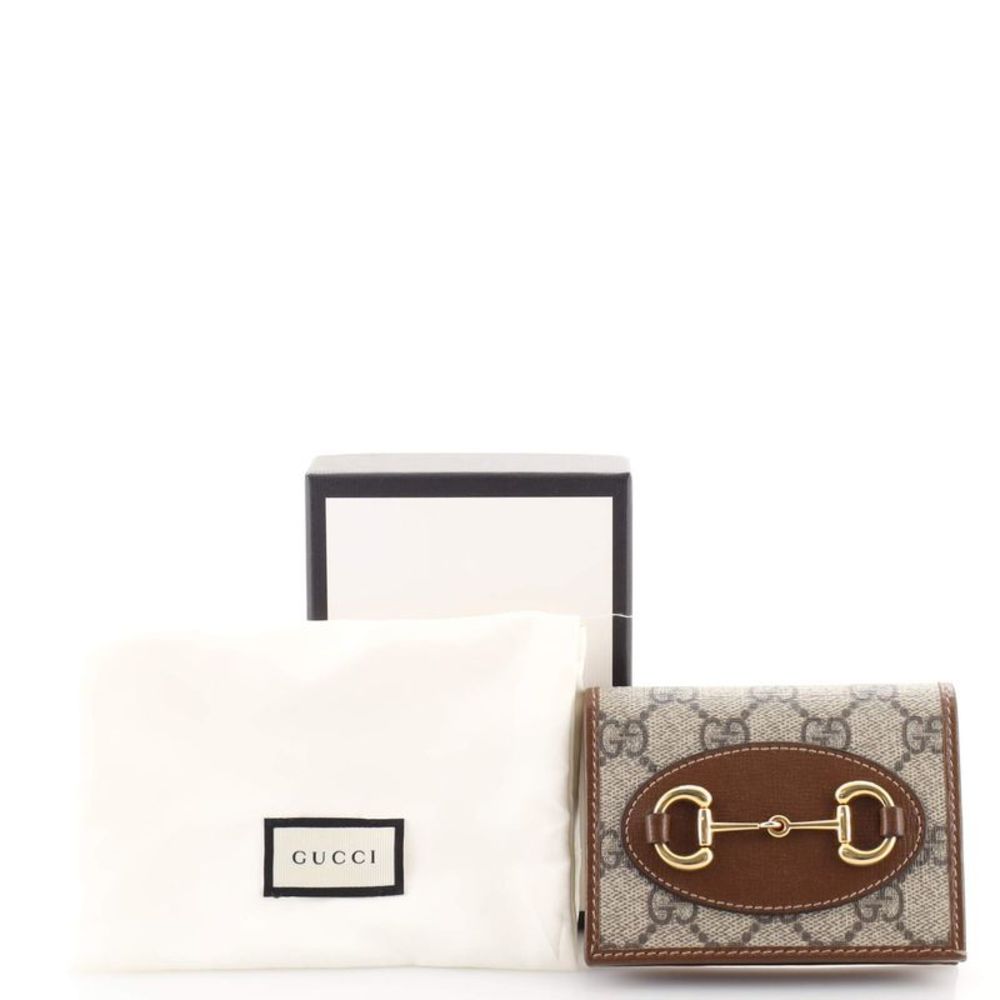 Gucci Horsebit 1955 Flap Card Case GG Coated Canvas Brown - Picture 2 of 8
